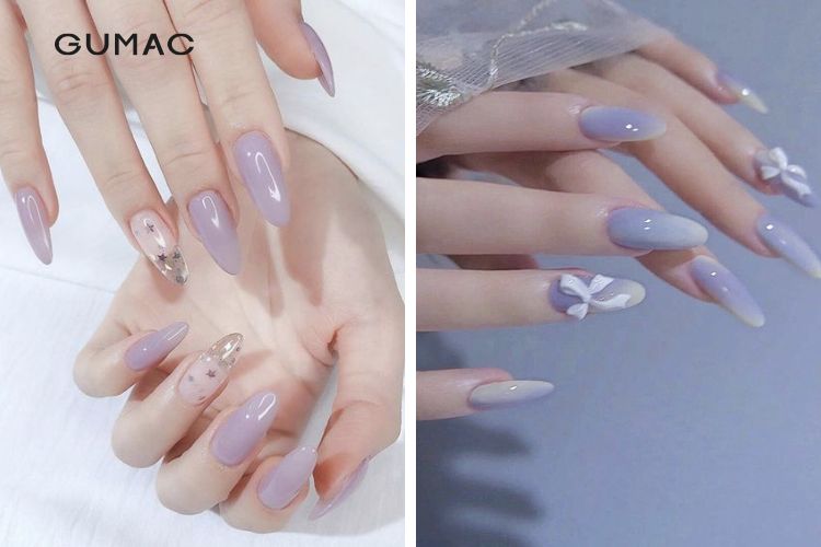 Nail tím pastel nhẹ nhàng