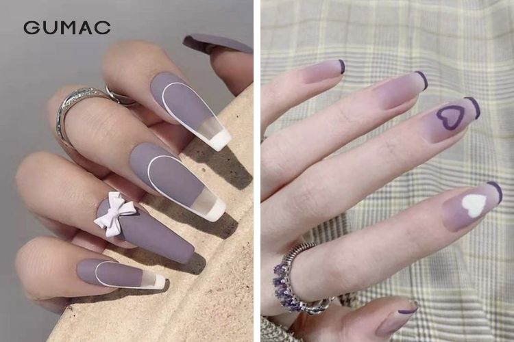 Nail tím sơn nhám cá tính