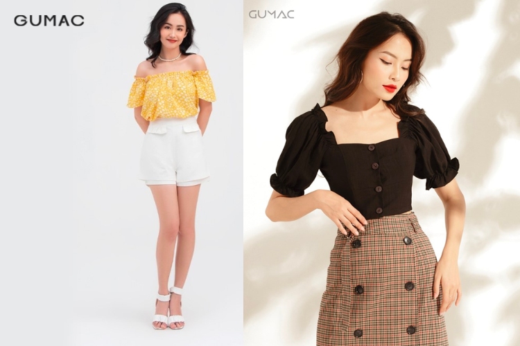 Áo croptop có tay áo phồng