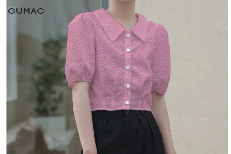 kieu ao croptop tay phong de thuong kem nut cai