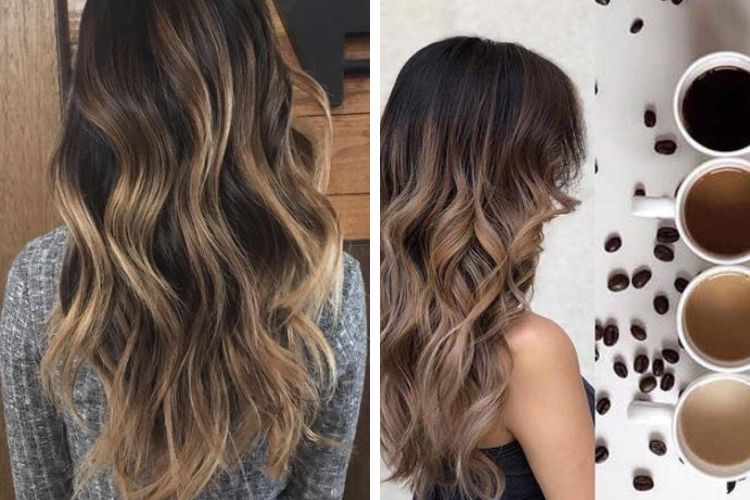 Coffee and cream balayage