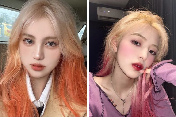 tóc mái bay vàng tây highlight màu nổi