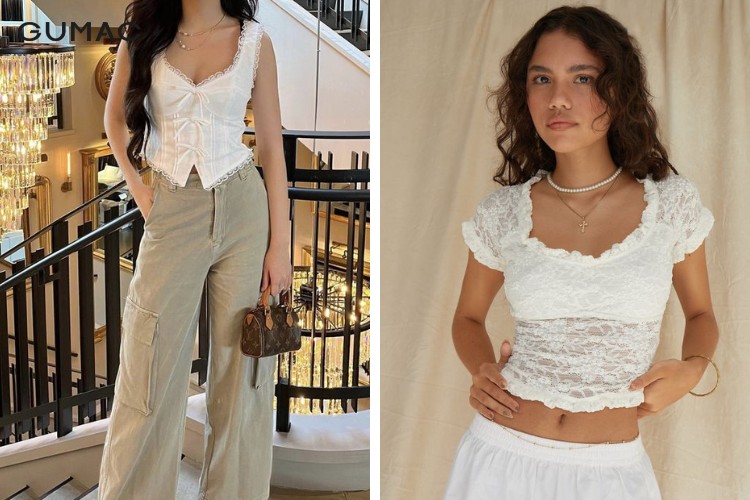 Diện áo 2 dây croptop ren gợi cảm cùng quần cạp cao