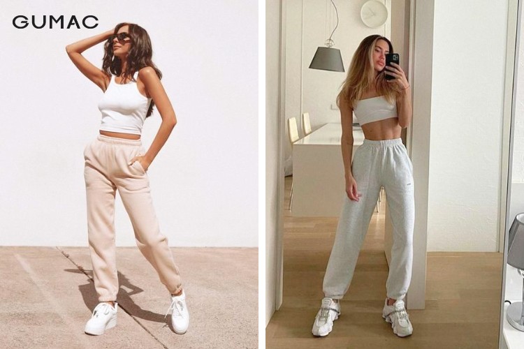 Năng động với áo croptop 2 dây và quần jogger nữ