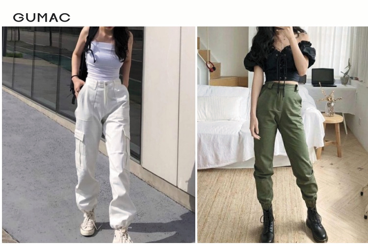 Phối áo croptop cùng quần jogger kaki siêu ngầu
