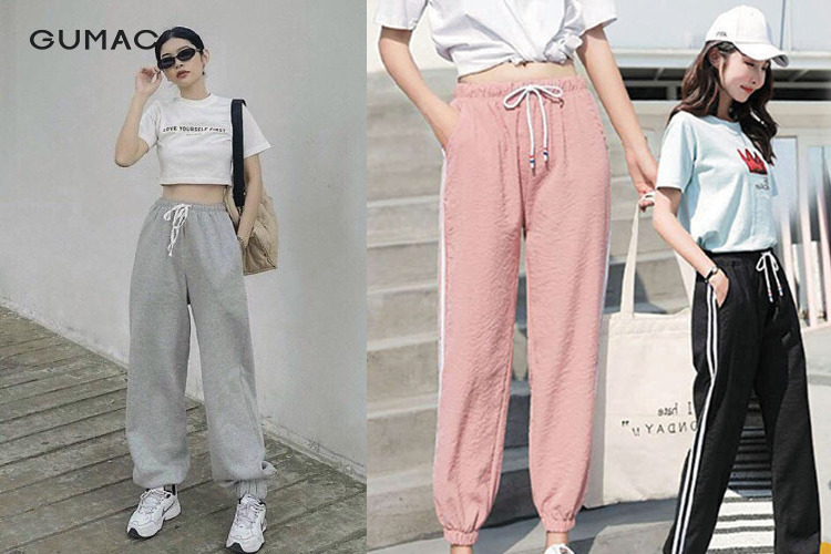 Mix áo croptop tay dài cùng quần jogger chất nỉ thun ấm áp