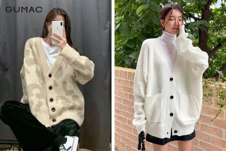 Áo cardigan dáng dài kiểu dáng A