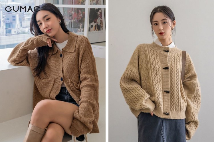Áo cardigan nơ hoặc dây buộc ở eo