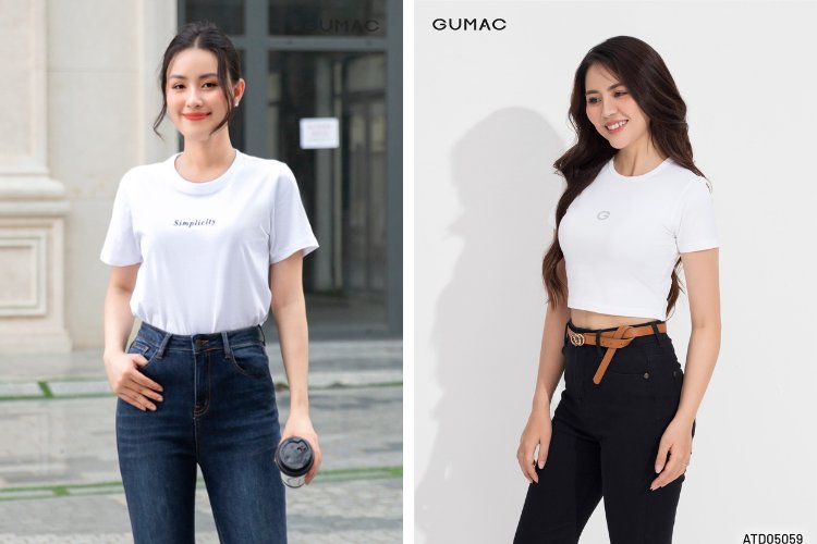 Áo thun trắng cùng skinny
