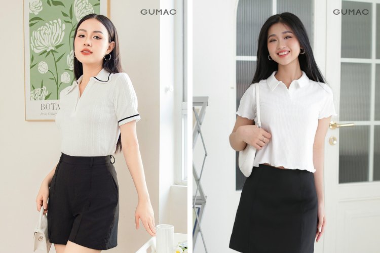 Kết hợp áo thun trắng với màu đen