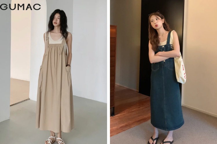 Outfit mua he mat me voi yem kaki va ao hai day