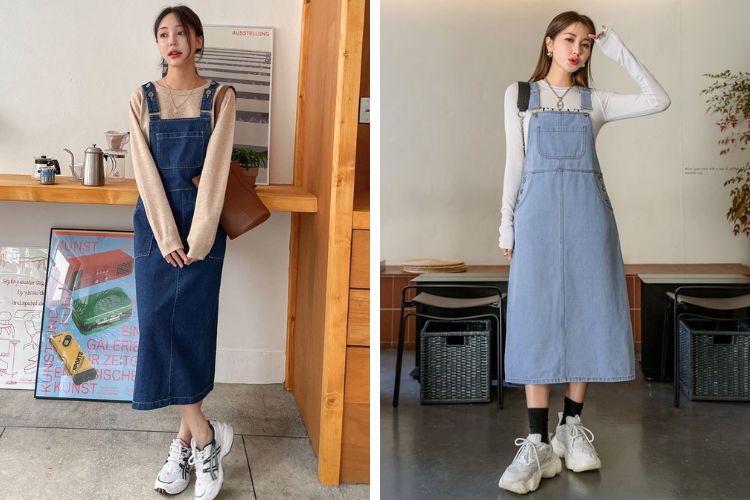 Phối đồ đi Đà Lạt cho nữ mùa lạnh váy yếm