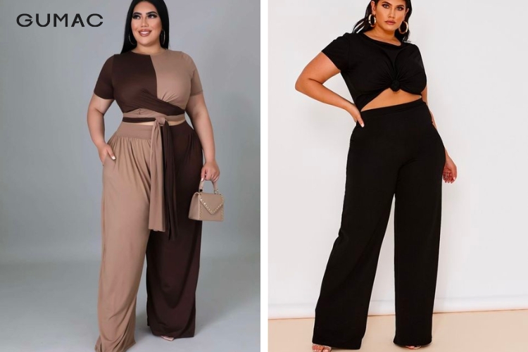 Áo croptop phối cùng quần ống suông