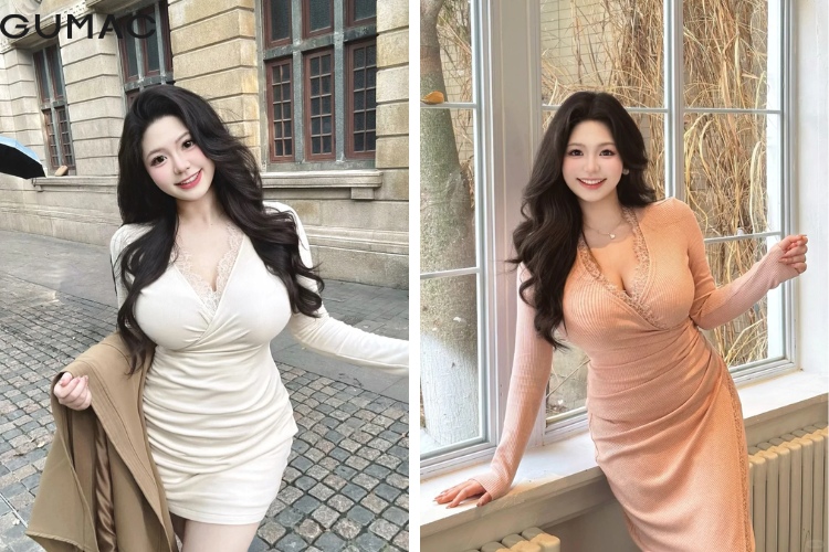 Cô nàng đầy đặn cực gợi cảm với đầm ôm body