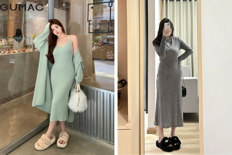 Đầm len suông dài trang nhã cho cô nàng mũm mĩm