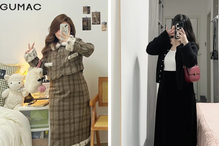 Mix đồ với chân váy suông dài và áo croptop che khuyết điểm