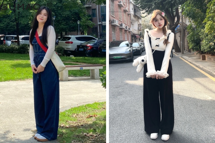 Quần yếm dài phối áo thun trắng cho nàng điệu đà