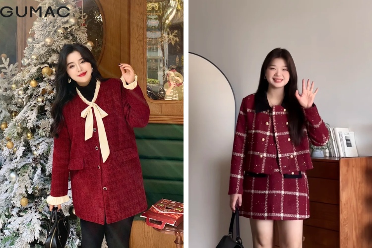 Set đồ vải dạ tweed cho nàng tròn trịa thêm đáng yêu