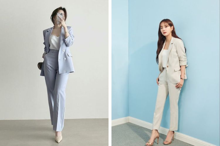Phối áo blazer với quần ống đứng
