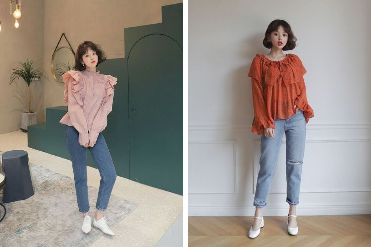 Phối áo babydoll với quần ống đứng