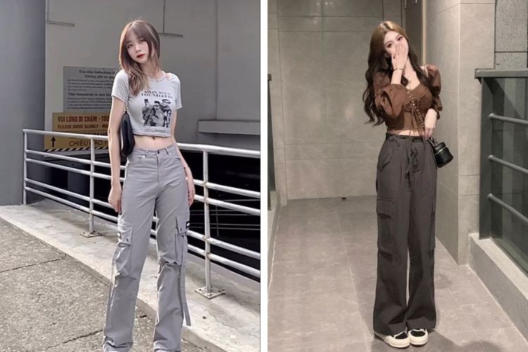 Phối quần ống suông với áo croptop