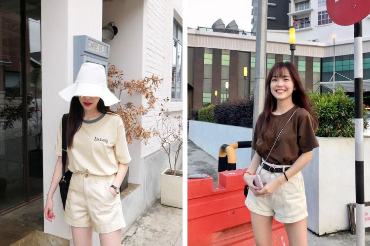 Quần short kết hợp với cùng áo thun