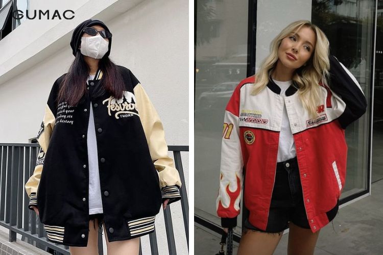 Áo bomber nữ + áo thun + quần short