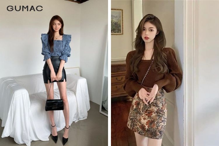 Cách phối đồ với áo cổ vuông chuẩn thời trang