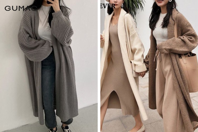 Áo khoác len dáng dài Hàn Quốc