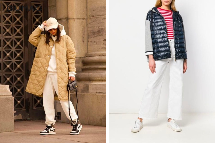 Áo phao nữ mix quần culottes