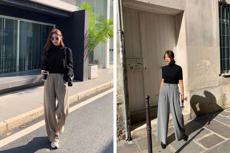 Mix đồ với áo len cổ lọ đẹp
