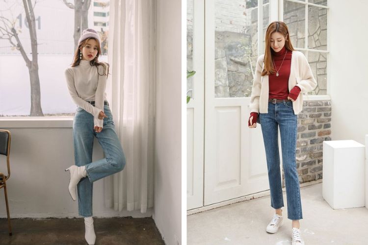 Mix đồ với áo len cổ lọ