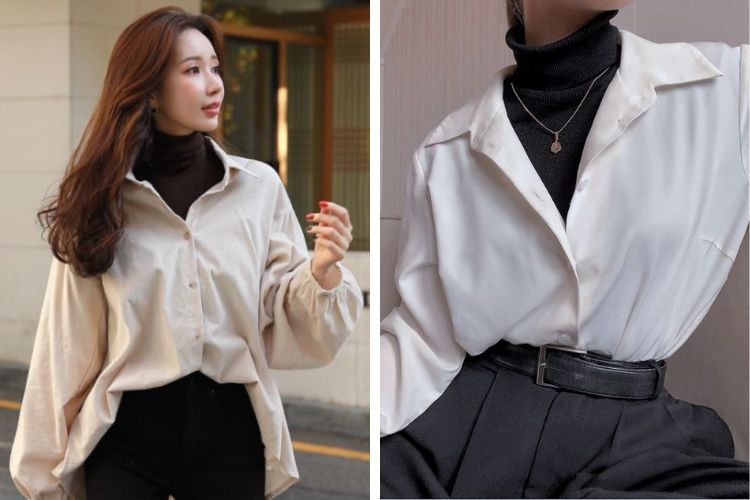 Phối đồ với áo len cổ lọ nữ