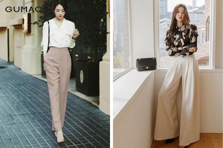 phối áo sơ mi cổ bèo với quần kaki