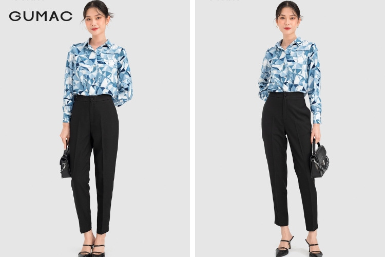Họa tiết caro trên áo sơ mi nữ