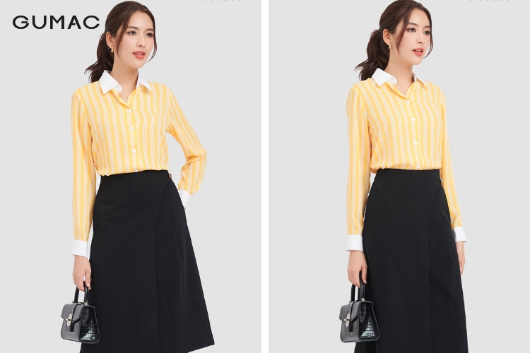 Mẫu áo sơ mi với họa tiết kẻ sọc