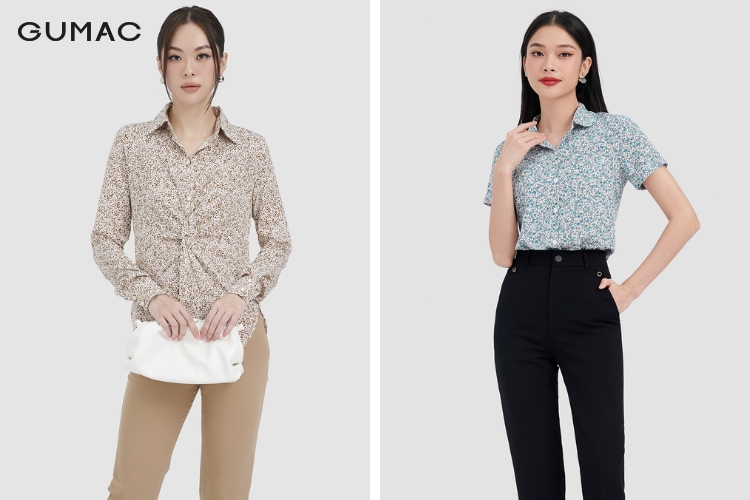 Diện áo sơ mi họa tiết cùng quần jean dài thời trang