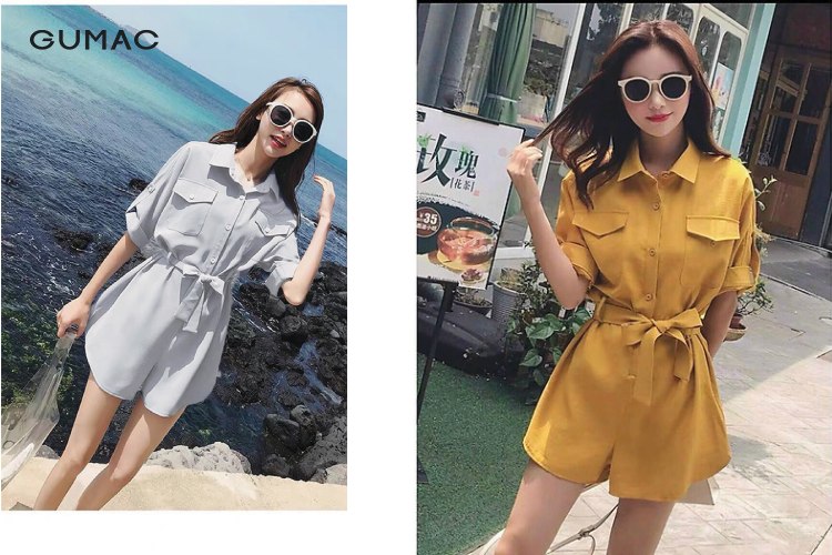 Jumpsuit cổ sơ mi ngắn