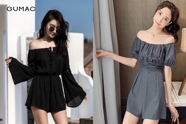 Jumpsuit ngắn trễ vai