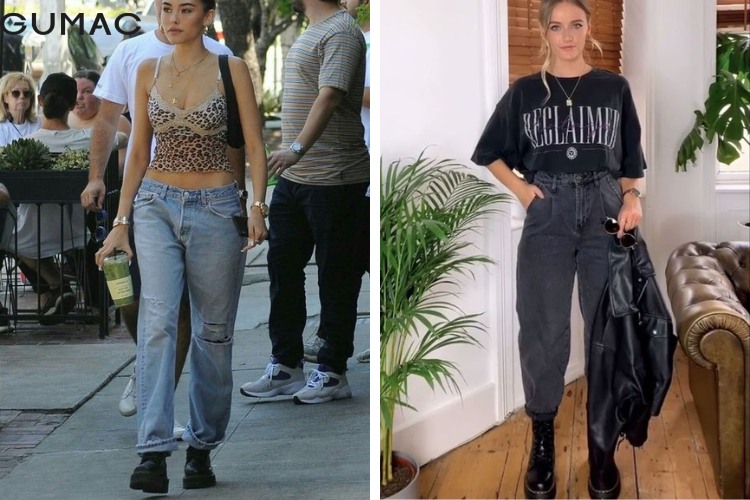 phối quần baggy jeans với giày boots