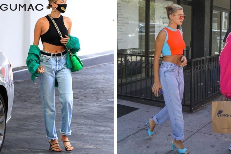 quần baggy với giày cao gót