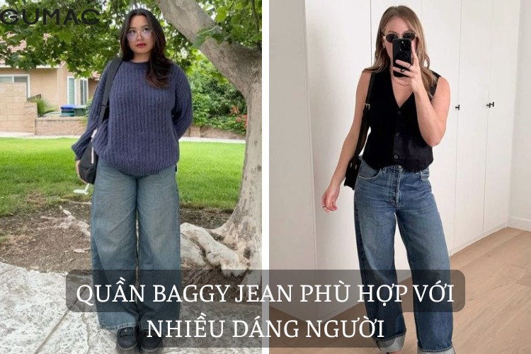 quần baggy jeans nữ phối với áo gì