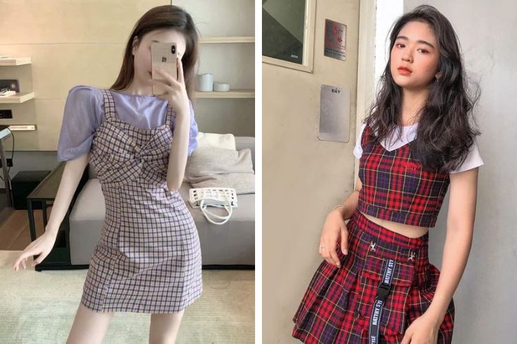 phối áo crotop với váy yếm