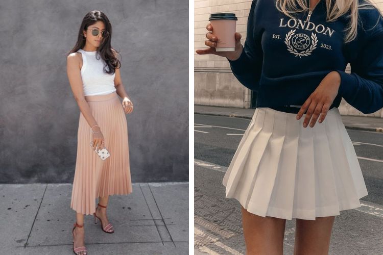 Áo croptop năng động phối với chân váy xếp ly mặc Tết