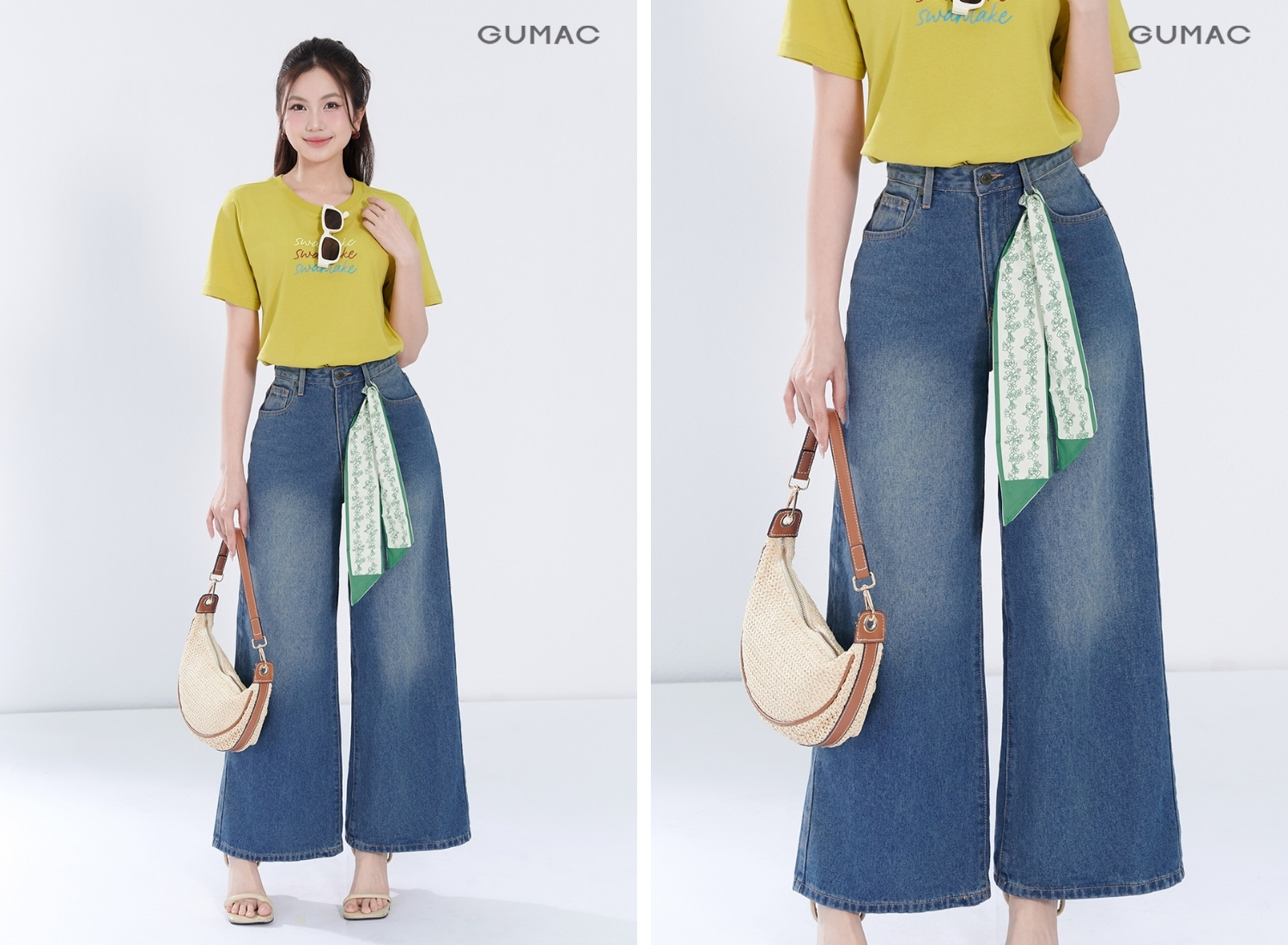 quan jean nu gumac wash sang trendy