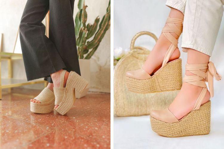 Giày cao gót đế xuồng mix quần ống loe