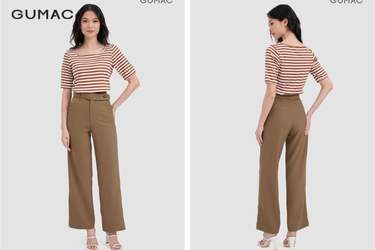 Style áo thun quần tây: quần ống đứng