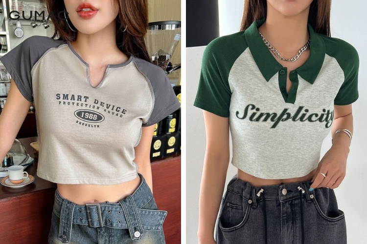 Raglan shirt croptop