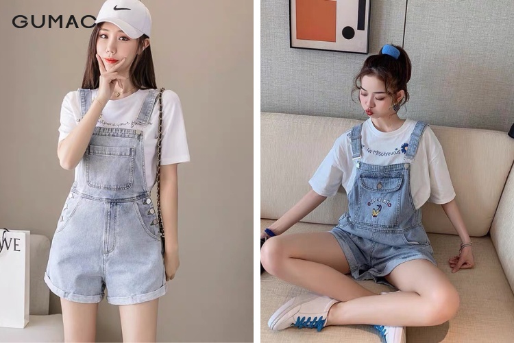 Mix áo raglan với quần yếm cá tính