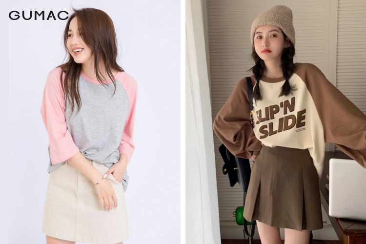 Diện chân váy tennis cùng áo raglan tạo sự trẻ trung